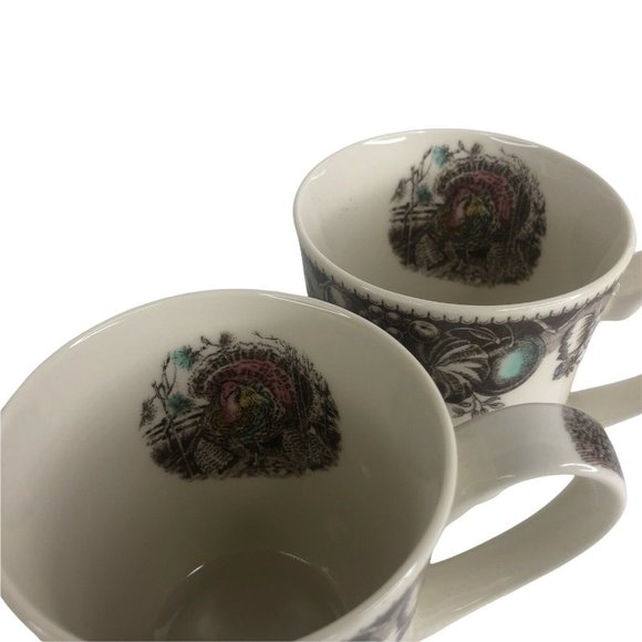 2 New Johnson Brothers Turkey Mugs Thanksgiving Set His Majesty Coffee Cups - Picture 3 of 11